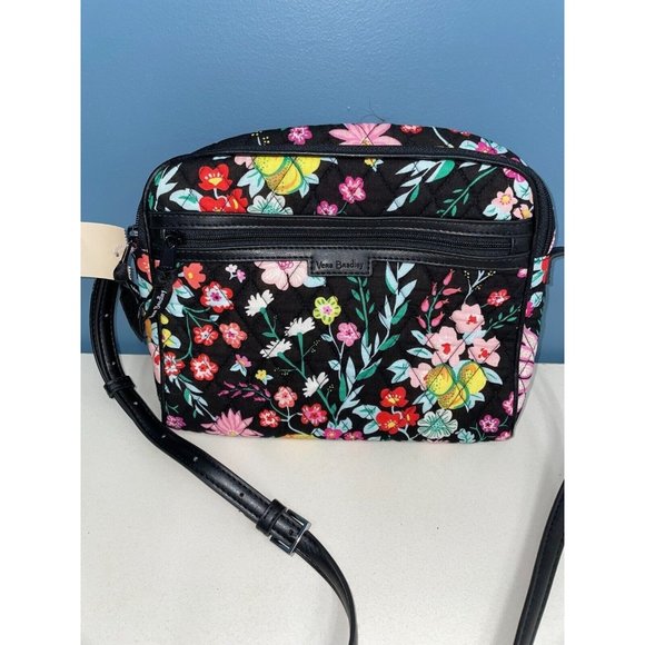 Vera Bradley Black Multi Floral Crossbody Purse (25513) - Picture 1 of 9